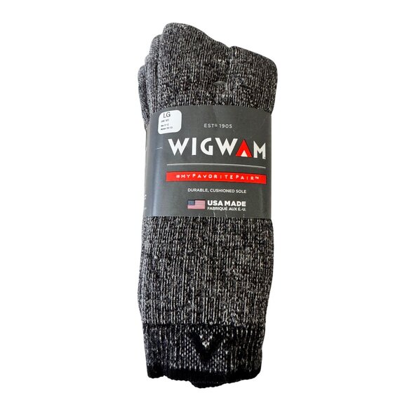 2- Wigwam Cushion Sole Sock Size 9-12 Men 10-13 Womens Large Gray NWT Comfort Hi - Picture 1 of 6